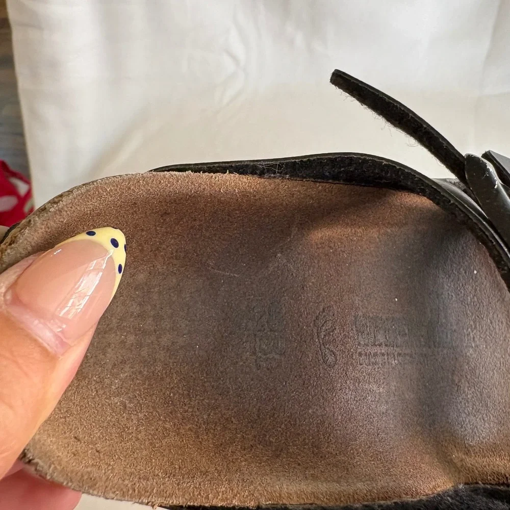 Birkenstock Arizona Kids Black Birko-Flor Two Strap Sandals Size 32 EU